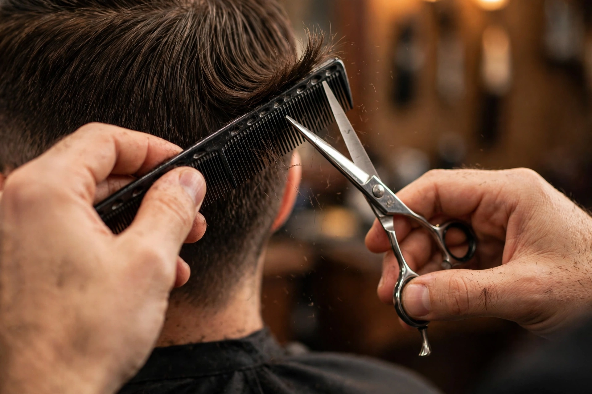 Scissor-over-comb texturing