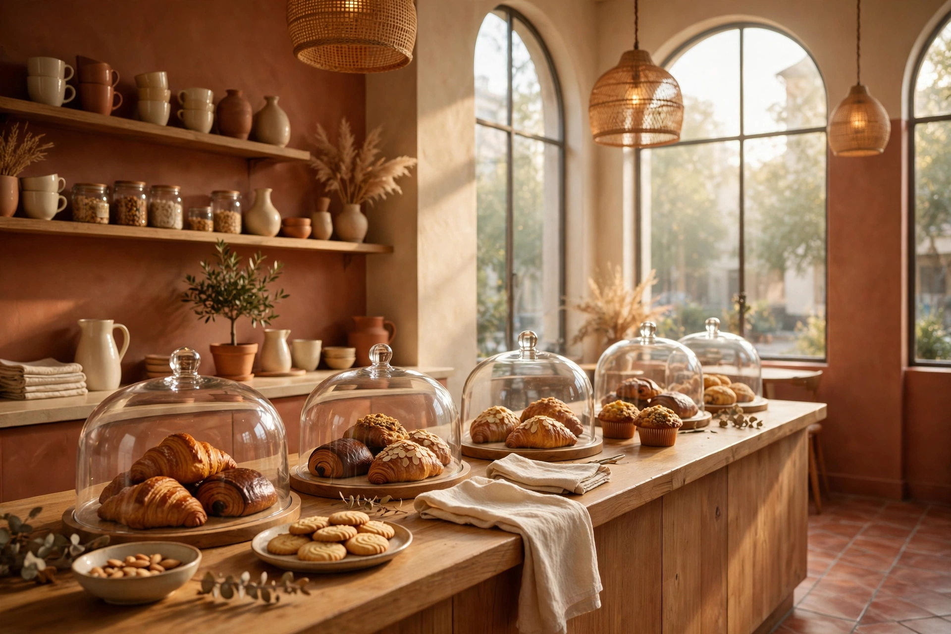 Warm morning light inside Rose and Rye café