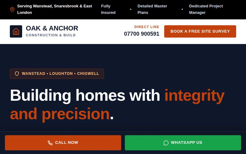 Oak and Anchor Construction template preview