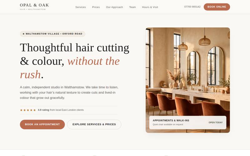 Opal & Oak Studio template preview