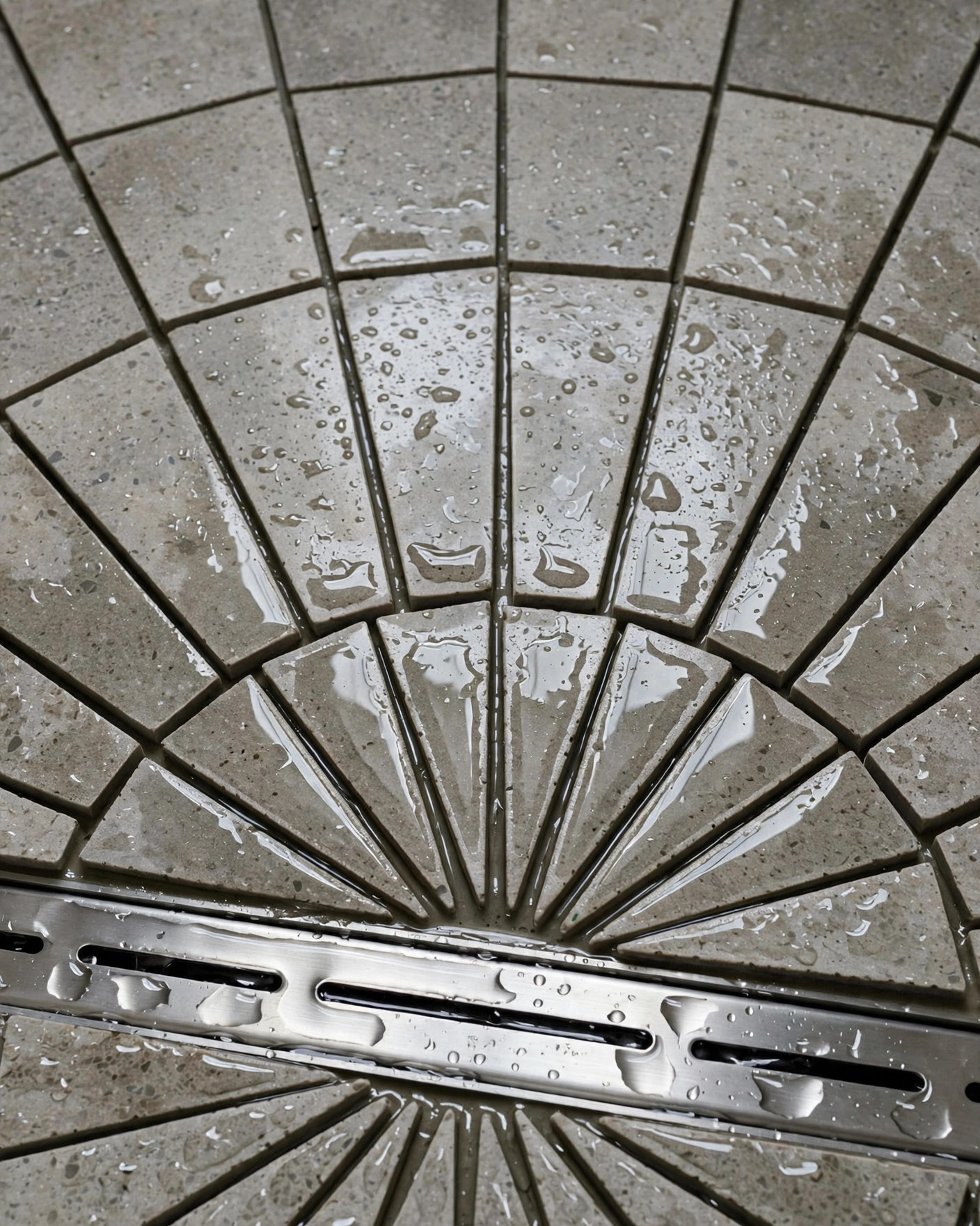 Completed wet room floor drain detail